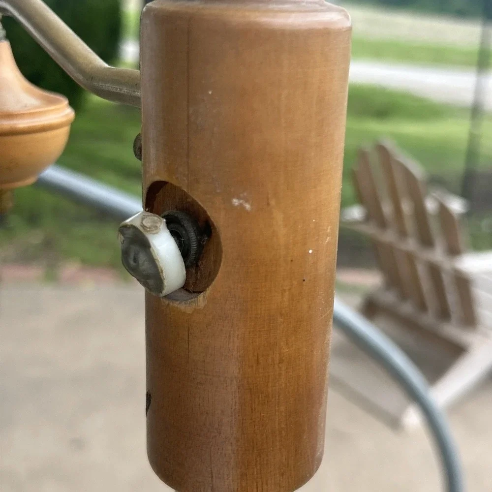 Vintage Tension Rod Pole 3 Way Lamp Milk Glass Hobnail Shades Brass Tone Pole